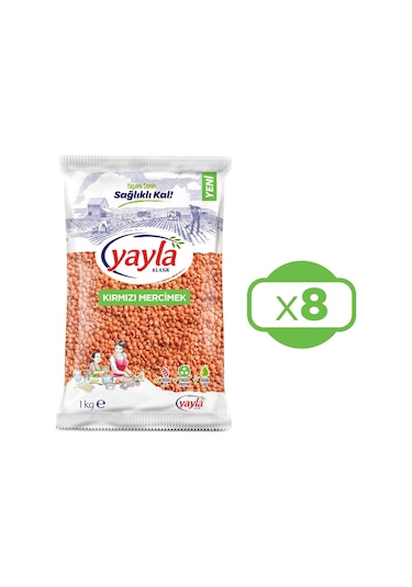 Yayla Bakliyat Kırmızı Mercimek 8 x 1 KG