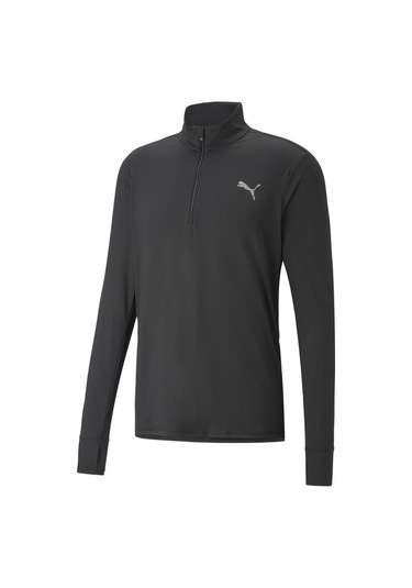 Puma Run Favorite 1/4 Zip Erkek Siyah Dik Yaka Tişört Siyah