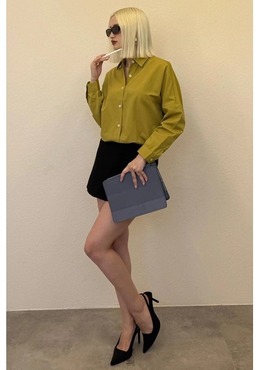 Madmext Mad Girls Hardal Oversize Gömlek Mg1369 HARDAL