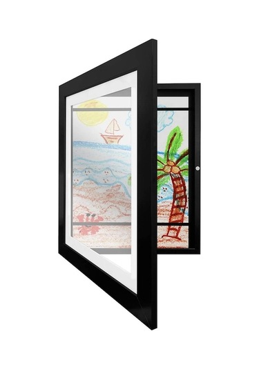 Rogfer Plastik Çocuk Sanat Çerçeveleri Poster Fotoğraf Çizimi Resimleri İçin Manyetik Ön Açık Çerçeve Resimleri Siyah