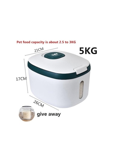 Pazly Modern Gri Mutfak Konteyneri, 5-10 Kg Kapasite, Nano Böcek Geçirmez, Nem Geçirmez Pirinç Kutusu, Mühürlü Kavanoz, Ev Depolama Kavanozu Gri