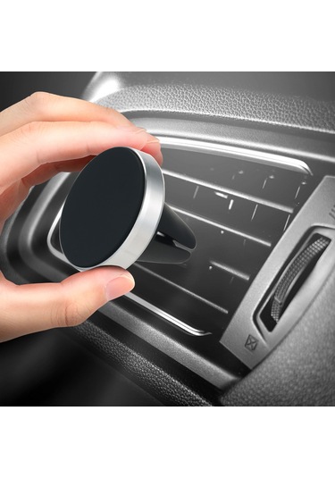 Geeksen Aracın Havalandırma Deliklerine Uyumlu Manyetik Telefon Tutucu - Gümüş Renkli Silikon Ve Alaşım Malzeme İle Metal Manyetik Yama GÜMÜŞ