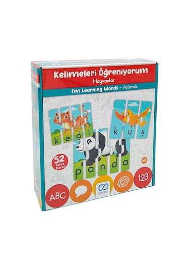 Çocuk Puzzle 52 Parça Kelimeleri Öğreniyorum Hayvanlar - Mavi Su Dünyası