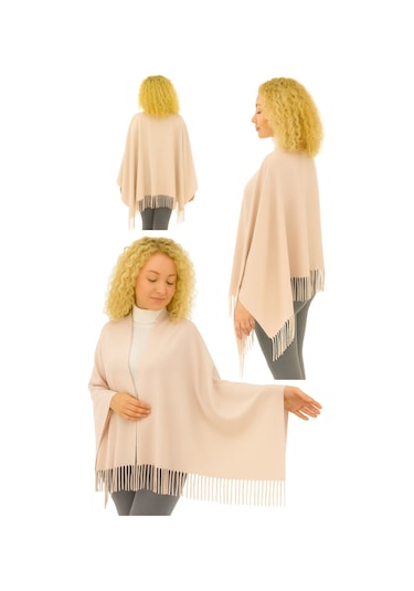 1 Adet Kadın Büyük Bedene Uygun Ekstra Yumuşak Dokulu Püskül Detaylı Kışlık Atkı Omuz Şalı Açık Bej 1 Adet Kadın Büyük Bedene Uygun Ekstra Yumuşak Dokulu Püskül Detaylı Kışlık Atkı Omuz Şalı Açık Bej