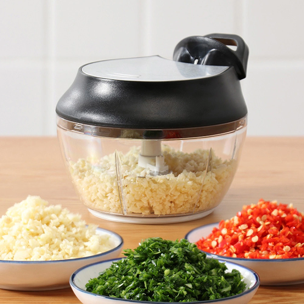 Youmex Büyük Boy Siyah El Manuel Yemek Döneri - 420 Çelik Bıçaklı, Hızlı Pestemal, Sarımsak, Sebze, Et Kesici 430ml Siyah