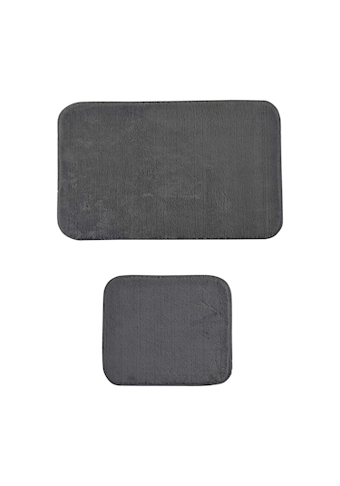 Elart Banyo Paspas Takımı 2li Kaydırmaz Tabanlı Peluş Antrasit