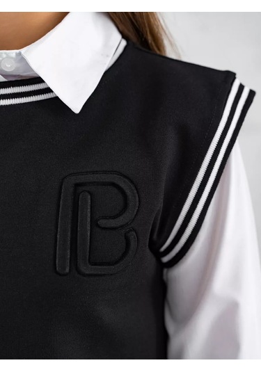 Paleberry Erkek Çocuklar İçin Kore Tarzı Y2k Tarzı Oversize Okul Yeleğ 213561159 Siyah