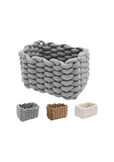 Dokuma Saklama Sepeti, Pamuk Halat Küçük Depolama Sepeti, Minimalist Tuvalet Kağıdı Sepeti, Sevimli Depolama Sepetleri Gri Açık Gri