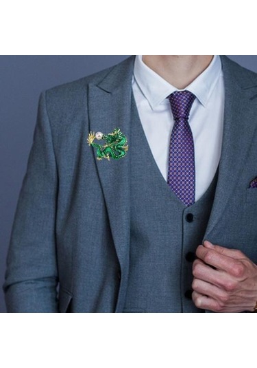 Gümüş Çin Tarzı Zodyak Ejderha Broş Sahte İnci Dekor Bahar Şenliği Pin Karikatür Hayvan Şekli Takım Elbise Yaka Şapka Çanta Rozeti Gümüş