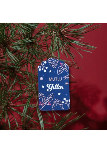 Yılbaşı Mutlu Yıllar Yazılı Hediye Etiketi, Çiçek Temalı Yeniyıl