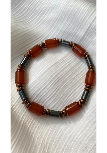 Akik Ve Hematit Doğal Taşı Bileklik Çok Renkli