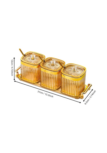 Homyl Kapaklı Ve Kaşıklı Baharat Kavanozu Tuz Şeker Altın