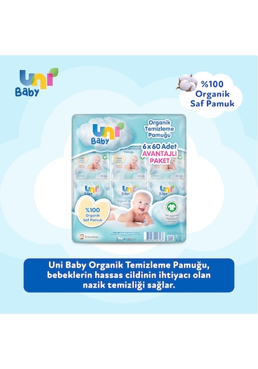 Uni Baby Bebek Temizleme Pamuğu 6 x 60'lı