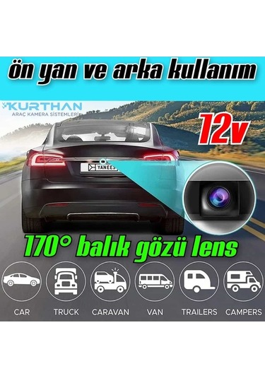 Didadodo 170 Açılı Balık Gözü Lens 12 Volt, Ön-arka Kullanıma Uyumlu