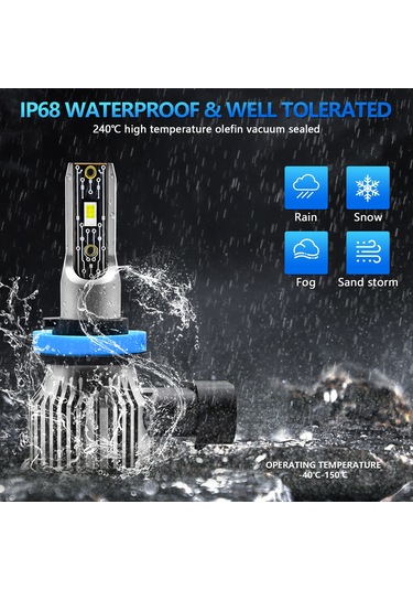 Padalink 120w Ip68 Su Gece Görüşlü Led Far, 12000lm Parlaklık, 6500k Renk Sıcaklığı, 360 Ayarlanabilir, H1/h4/h7/h11 Uyumlu