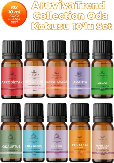Trend Collection Esansiyel Uçucu Koku Yağı Buhurdanlık Yağı Difüzör Esansı 10'lu Set 10x10ml Karışık