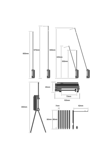 Hafif Alüminyum Alaşımlı Işık Tutucu Katlanabilir Lamba,siyah Siyah Siyah
