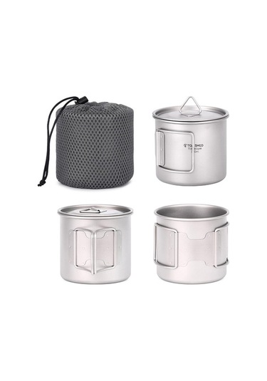 Pazly Titanyum Kamp Bardağı Seti 2 Adet - 350ml Ve 750ml - Hafif Ve Dayanıklı - Su Kupası - Katlanabilir Saplı Çok Renkli