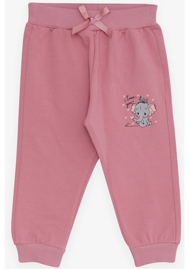 Breeze Kız Bebek Eşofman Altı Bebek Fil Baskılı 6 Ay-2 Yaş, Gülkurusu