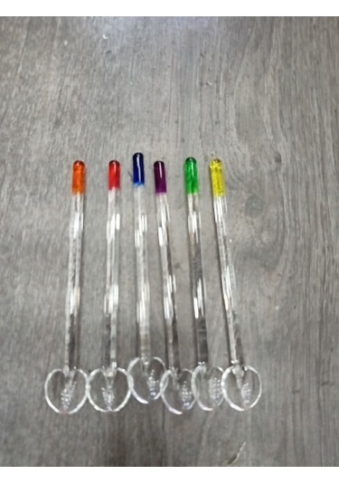 El Yapımı Cam Çay Kaşığı Renkli 12 Adet