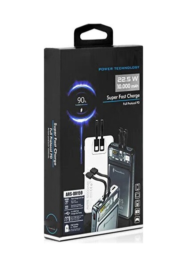 10000mah 22,5w Type-c Ve Lightning Kablolu Hızlı Şarj Powerbank