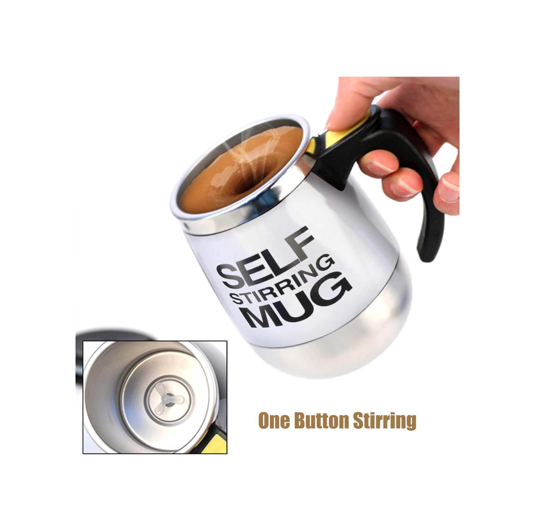 Youtek 400ml Otomatik Kahve Karıştırıcı Bardak, Elektrikli Çift Katlı Kapaklı, Isıya Dayanıklı, Kahve-süt-protein Tozu Karıştırır Beyaz