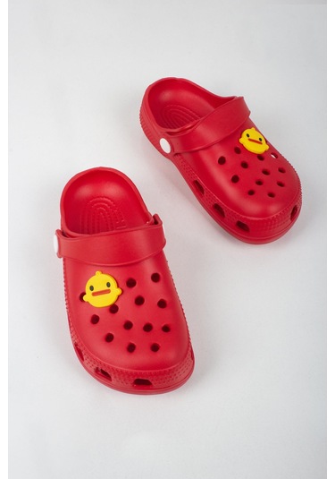Kız Çocuk Sarı Civciv Logulu Terlik-5803-kırmızı Kırmızı