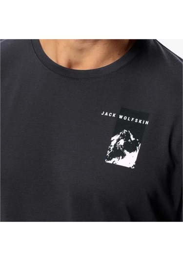 Jack Wolfskin Vonnan S/s Graphic T M Erkek Tişört 1809941-6350 Siyah