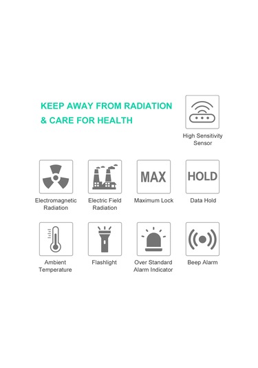 Springsun Fy876 Ev Ve Dışarıda Kullanılan Elektromanyetik Radyasyon Testeri - Manyetik Ve Elektrik Alanı, Sıcaklık Ölçümü - Siyah Pil Dahil Değil