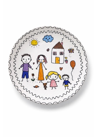 Çocuk Ve Aile Temalı Servis Tabağı Seti 6 Adet, 27 Cm Sevimli Aile Pasta, Tatlı, Kahvaltı Tabağı Çok Renkli