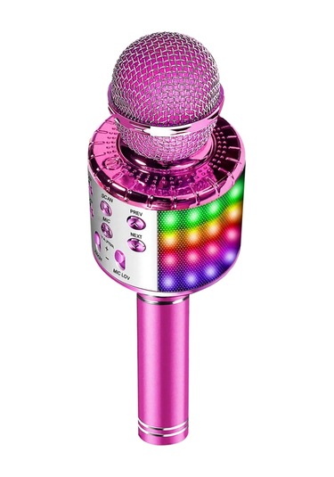 Ranyeek Pink Kablosuz Mikrofon Led Işıklı, Bluetooth Hoparlörlü, Ev Ktv, Ses Kaydı, Şarkı Söyleme, 10m Menzil, Gürültü Azaltma Teknolojisi