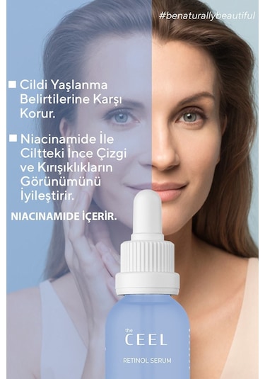 The Ceel Kırışıklık ve Yaşlanma Karşıtı Aydınlatıcı Retinol Serum Ascorbıc Acıd, %1 Retinol & Ceramides 30 ml