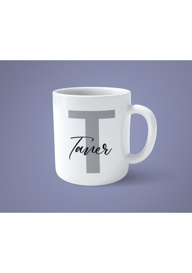 Kişiye Özel T Harfi İsimli Baskılı Kupa Bardak