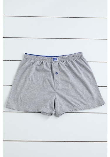 Tutku 0117 Penye Düğmeli Düz Erkek Boxer 6'lı