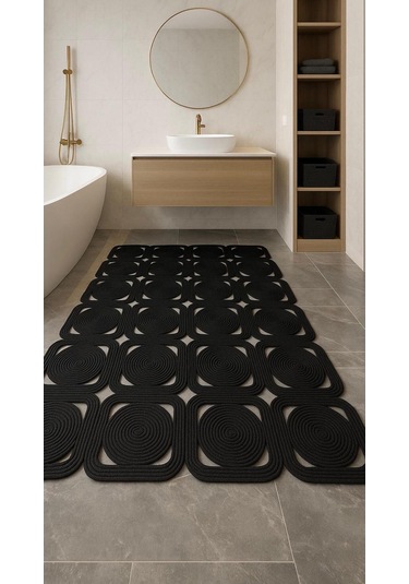 Solena Jüt Hasır Dikdörtgen Şık Kilim Halı Paspas Yolluk Evinizi Şımartın Tarzınızı Yansıtın Siyah