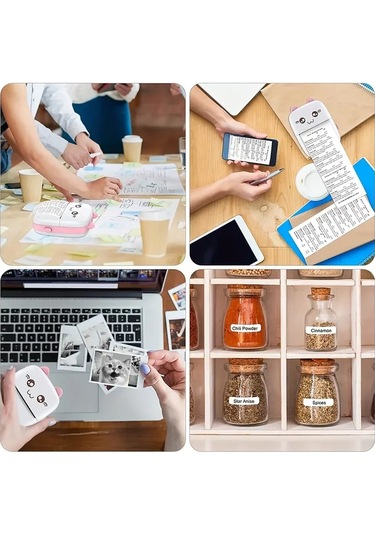 Taşınabilir Yazıcı, Mini Cep Kablosuz Termal Yazıcı Android İos Akıllı Telefonlar İçin Uygun, Bt Mürekkepsiz Baskı, Etiketler, Fişler, Fotoğraflar, Notlar, Öğrenme 5284 01