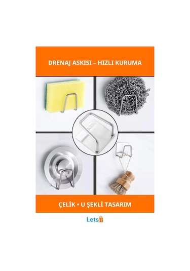 Kendinden Yapışkanlı Paslanmaz Çelik Drenaj Askısı Çok Renkli