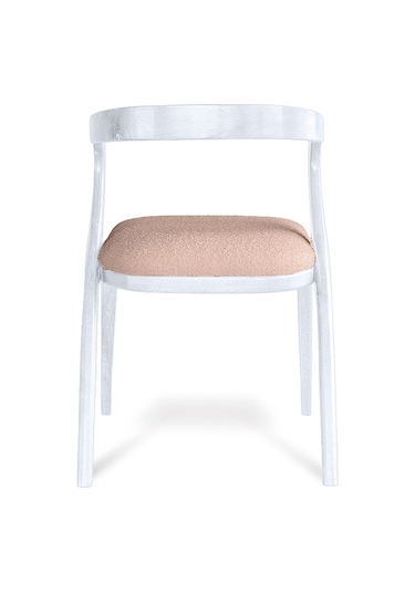 Akrep Krem Kumaş Beyaz Ahşap Sandalye