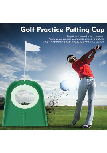 Qingmipy Ayarlanabilir Delikli Golf Put Eğitim Kupası, İç Ve Dış Mekanlar İçin Taşınabilir Golf Pratik Seti, Yeşil Yeşil