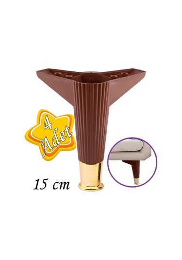 4 Adet Golden Ayak 15 Cm Kahve Altın Gold Mobilya Kanepe Sehpa Ünite Koltuk Ayağı Baza Ayak Ayakları