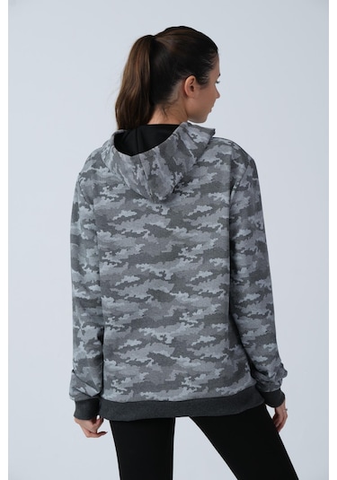Alexander Gardi Alexandergardı Kamuflaj Desenli Kapüşonlu Sweatshirt E21-72101 Gri
