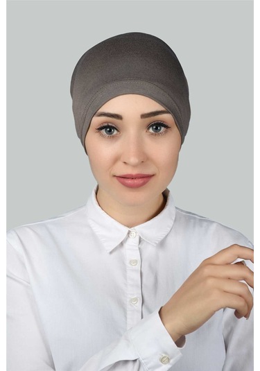 Altobeh Hazır Pratik Geçmeli Lastikli Tesettür Bone - Koyu Vizon