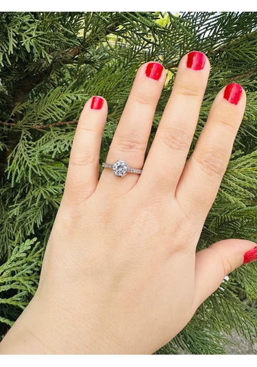 Parlak Yüzük Gümüş Alyans Zirkon Taşlı 925 Ayar