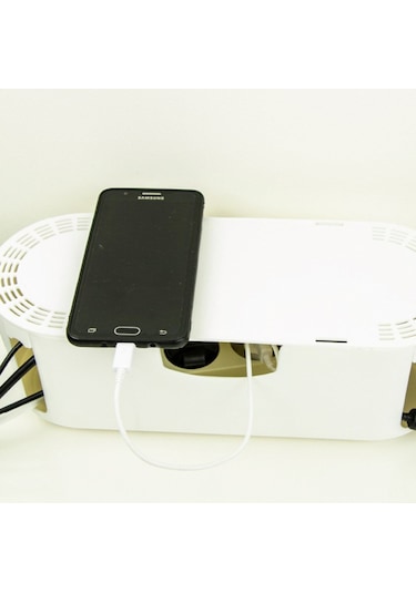 Siyah Kablo Düzenleyici Çoklu Priz Kutusu Kablo Organizer Siyah