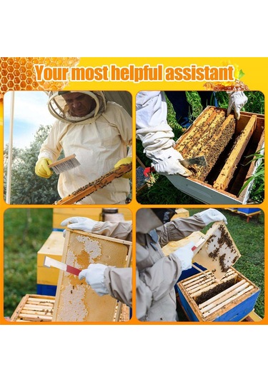 Xurunkeji Arıcılık İçin Arı Kovanı Aleti - J Kancası Ve Doğal At Kılı Arı Fırçası, Arı Kovanı Fırçası Arı Çerçevesi Kaldırıcı Ve Kazıyıcı