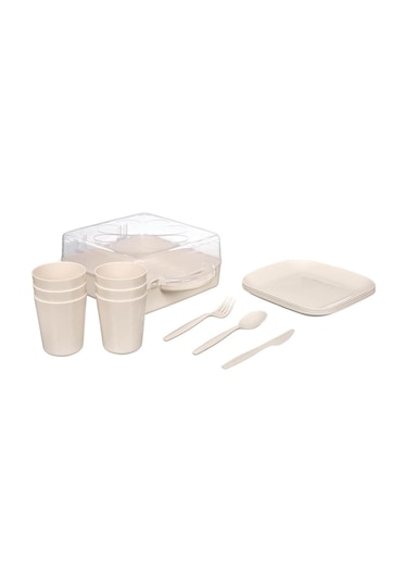 Piev Urve Kamp Seyahat Servis Piknik Seti 6 Kişilik Krem Çok Renkli