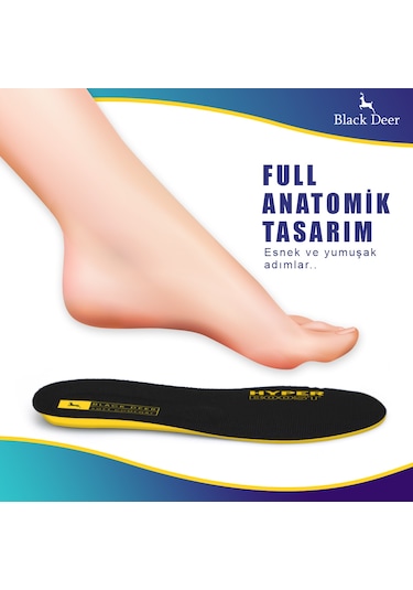 Black Deer Hyper Boost X15 Soft Comfort Ortopedik Tabanlık - Siyah - Sarı