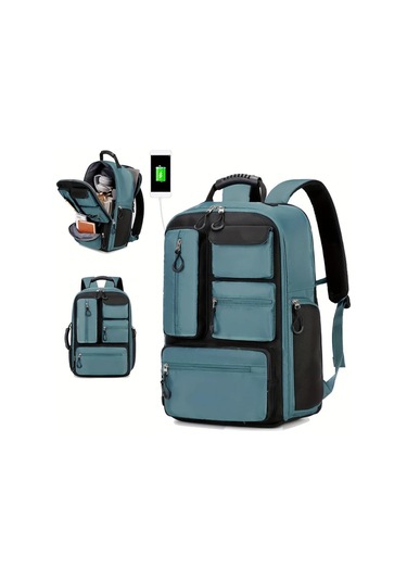 Xuweiwei 15.3 Inç Laptop Sırt Çantası Grass Green Büyük Kapasiteli Ayakkabı Gözlük Bölmeli "value":"mavi"