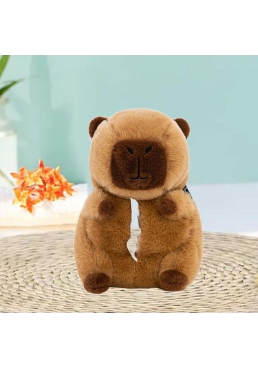 Pazly Suntek Peluş Peçetelik Capybara Araba Modeli Peçete Kutusu Kahverengi