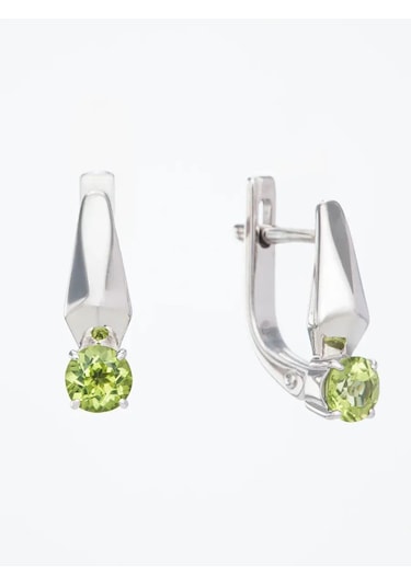 Uvelirnye Tradicii 925 Ayar Gümüş Doğal Krizolit Küpeler 428899083 beyaz